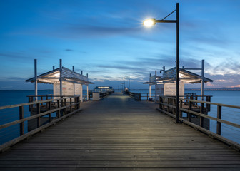 Woody point jetty at blue hour a great place for fisherman