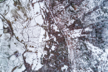Snowy aerial landscape