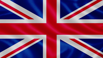 Flag of United kingdom. Realistic waving flag 3D render illustration with highly detailed fabric texture.