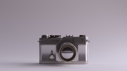 Silver Vintage Camera with Adjustable Lens 3d illustration 3d render