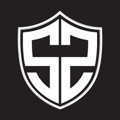 SZ Logo monogram with shield shape isolated on outline design template
