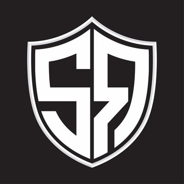 recommend clip art: SR Logo monogram with shield shape isolated on outline design template