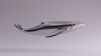 Silver Humpback Whale View 3d illustration 3d render