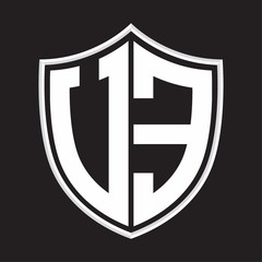 UE Logo monogram with shield shape isolated on outline design template