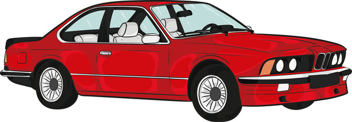 cartoon car,auto, auto kreskówkowe, klasyczne,szybkie,coupe,czerwone, - obrazy, fototapety, plakaty