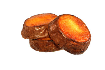 fried potatoes isolated on white background