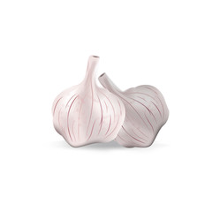 Photo realistic garlic isolated on white background. Vector illustration. 3d game icon