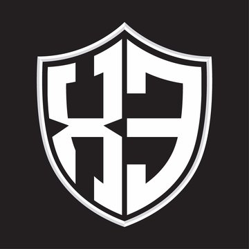 recommend clip art: XE Logo monogram with shield shape isolated on outline design template