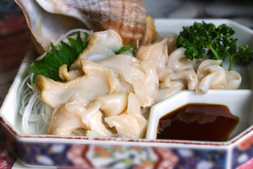 Sashimi tsubukai japanese whelk