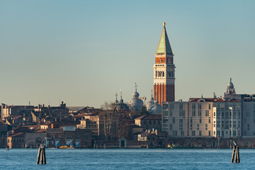 Campanile in Venice on a sunny day in winter