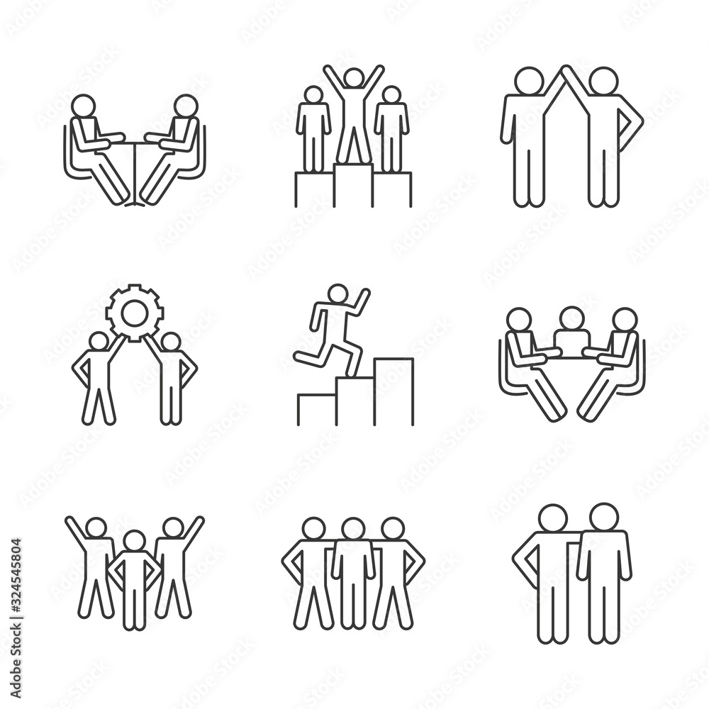 Poster isolated avatars line style icon set vector design