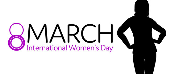 Women's Day illustration. International women's day. 8th March. Female silhouette.