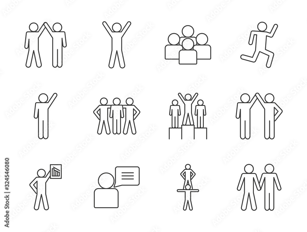 Poster isolated avatars line style icon set vector design