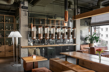 Interior of modern cafe in loft style