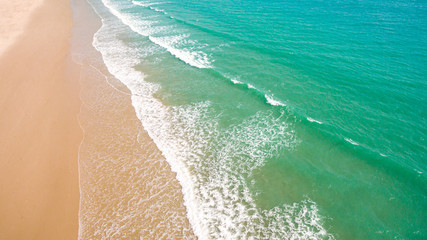 Top view aerial image from drone of an stunning beautiful sea landscape beach with turquoise water...