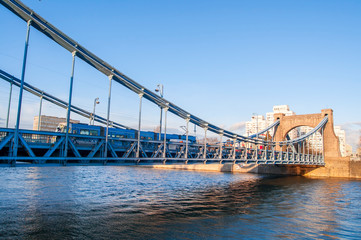 Wroclaw, Poland, February 2020. Grunwaldzki Bridge (most grunwaldzki) Suspension bridge in wroclaw