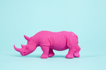 pink pop plastic rhinoceros turquoise
