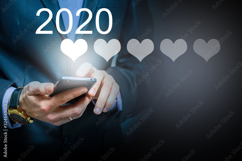 Poster business, technology and internet concept - businessman pressing data security button on virtual scr