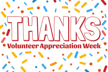 National Volunteer Appreciation Week holiday concept. April. Template for background, banner, card, poster with text inscription. Vector EPS10 illustration.
