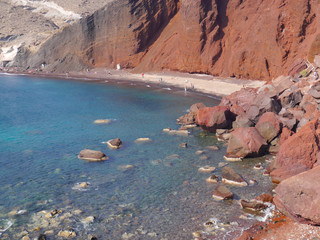 View of the Red Beach, Santorini, Greece.