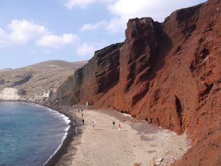 View of the Red Beach, Santorini, Greece.