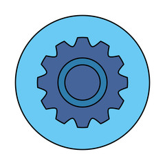 gear pinion machine in frame circular vector illustration design
