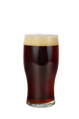 Glass of dark beer isolated white background, side view. Holiday for the company, oktoberfest, for the menu of a bar, restaurant, cafe