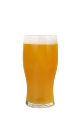 Glass of light beer isolated white background, side view. Holiday for the company, oktoberfest, for the menu of a bar, restaurant, cafe