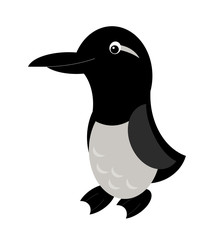 cartoon scene with flying bird guilemot isolated on white background illustration