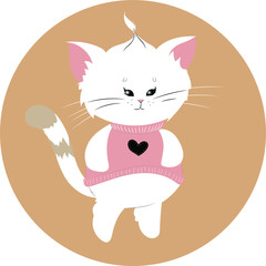 little kitty in a pink sweater