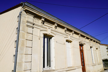 Facade of echoppe is typical house in Bordeaux city france