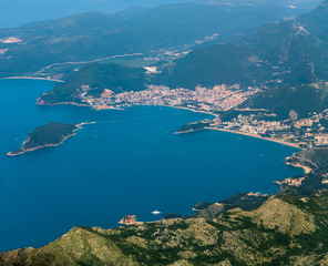 View of the bay of Budva from a great height, Montenegro