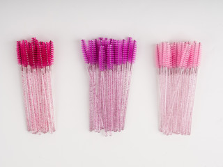 lots of eyelash brushes, tools for women's eyelash extensions
