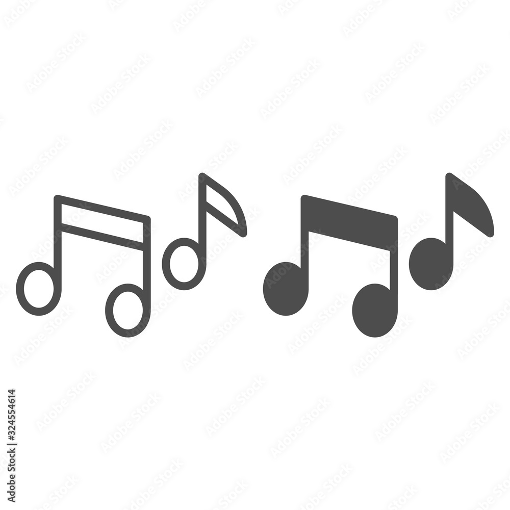 Poster notes line and solid icon. multiple musical note of song melody. festive event and show vector desig