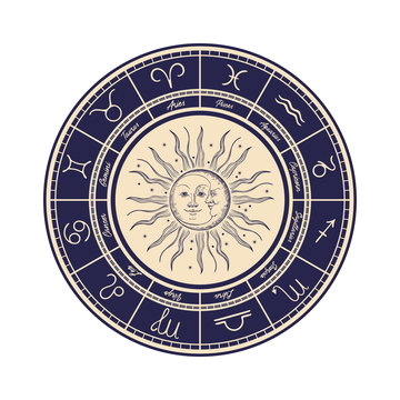 Horoscope circle. Astrological zodiac signs, arranged in a circle.