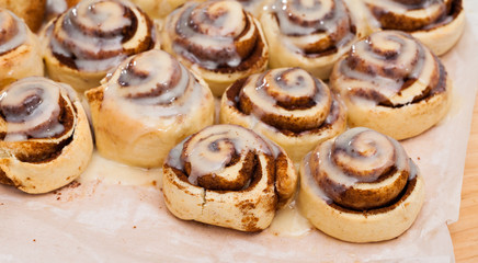 Freshly baked cinnabon buns