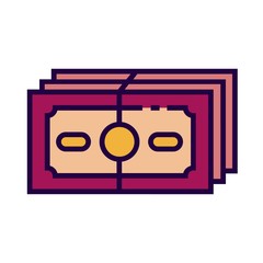 Money icon is in flat and pixel perfect style. Business symbol for web design.