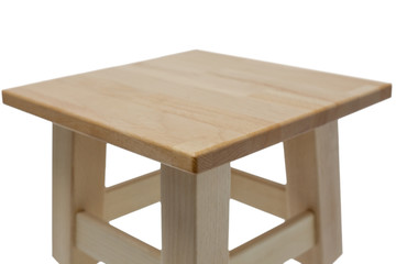 The seat of the wooden chair with the texture, made of natural oak, is not painted, side view.