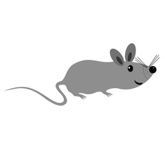 Cute curious mouse. Vector illustration on white background.