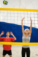 Young couple enjoying a match