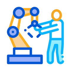 Man And Robot Arm Icon Vector. Outline Man And Robot Arm Sign. Isolated Contour Symbol Illustration