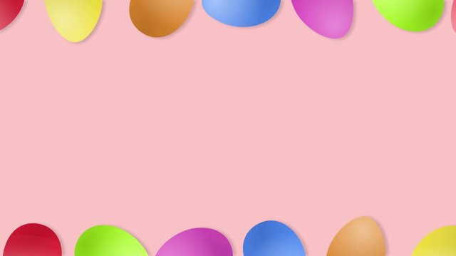 Beautiful Easter background with rolling eggs and copy space, loop.