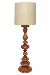 Old Wooden Floor Lamp Isolated On White Background - Immage