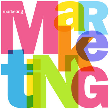 MARKETING colorful vector typography in a square