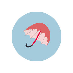 Obraz premium Pink umbrella illustration circle icon sticker