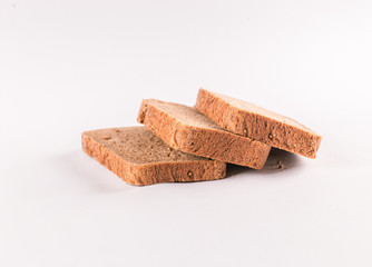 Three slice of toast isolated on white. 