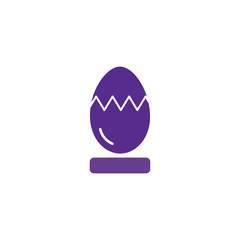 Flat icon of boiled egg. Menu element. Flat vector. Vector isolated sign. Violet egg design. Web icon. Organic meal. Protein diet.
