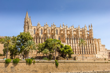 Fototapeta na wymiar The Cathedral of Santa Maria of Palma and Parc del Mar, Majorca, Spain