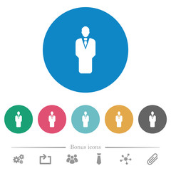Businessman silhouette flat round icons