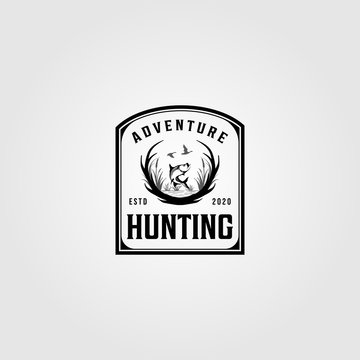 hunting adventure logo vintage vector illustration design